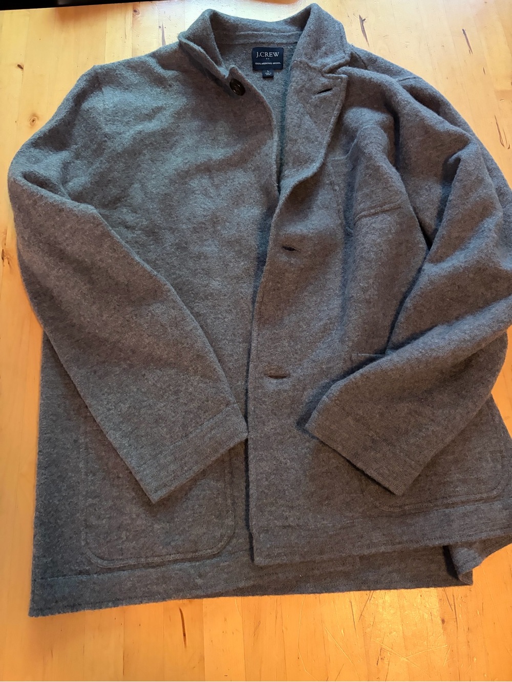 J. Crew Women’s Gray Wool Blend Coat - Classic Button-Front Jacket